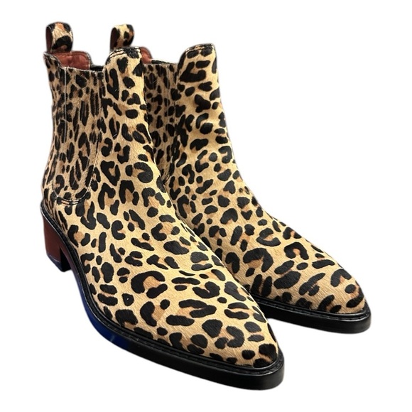 Coach Bowery Chelsea Pull-On Ankle Bootie Calf Fur Animal Print Cheetah Leopard - Picture 14 of 14